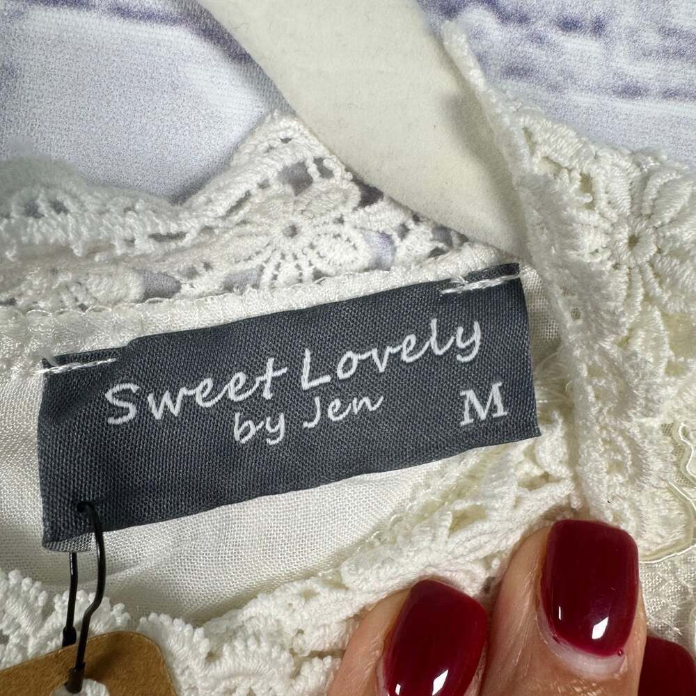 Sweet Lovely By Jen Ivory Lace High Neck Top - Picture 5 of 7